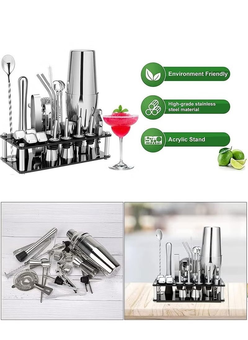 Beauenty Cocktail Drink Shaker Set,23-Piece Milk Tea Boston Stainless Steel Shaker Bartender Kit with Acrylic Stand,Professional Drink Making Tool  - Image 4