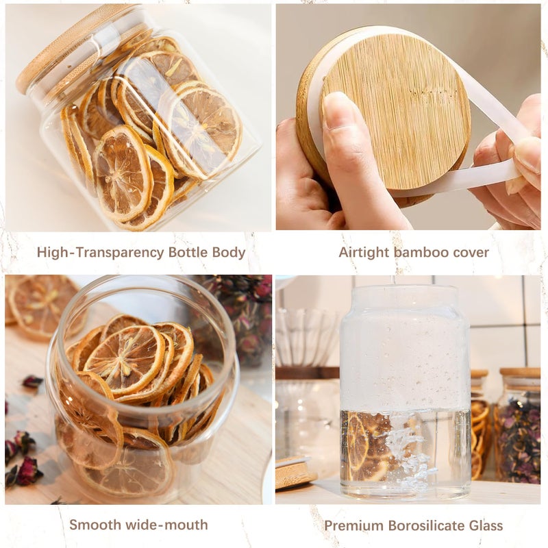 Custde 17 floz Small Glass Storage Containers with Lids,Candy Jar with Lid, Glass Food Storage Containers for Kitchen Counter, Pantry, Decorative Jar for Coffee, Sugar,Tea, Cute Jar (Bamboo 17 FL OZ) - Image 5