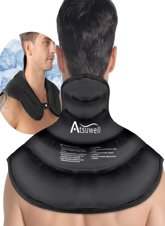 Atsuwell Neck Ice Pack Wrap, Reusable Gel Ice Pack Neck Shoulder, Cold Wrap for Upper Back Cold Compression, Flexible Necks Shoulder Gel Pad for Men Women, Black - Image 1