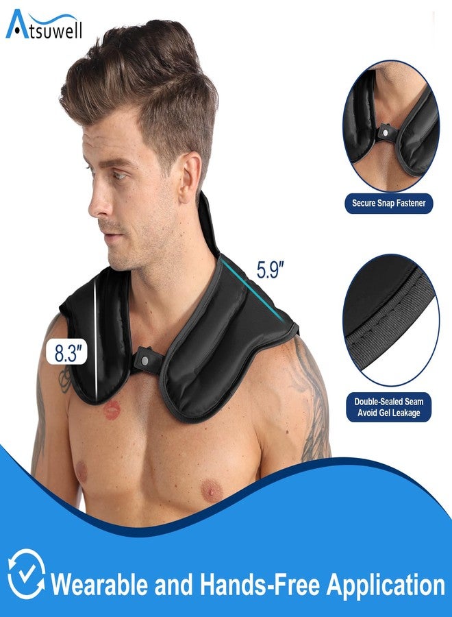 Atsuwell Neck Ice Pack Wrap, Reusable Gel Ice Pack Neck Shoulder, Cold Wrap for Upper Back Cold Compression, Flexible Necks Shoulder Gel Pad for Men Women, Black - Image 5