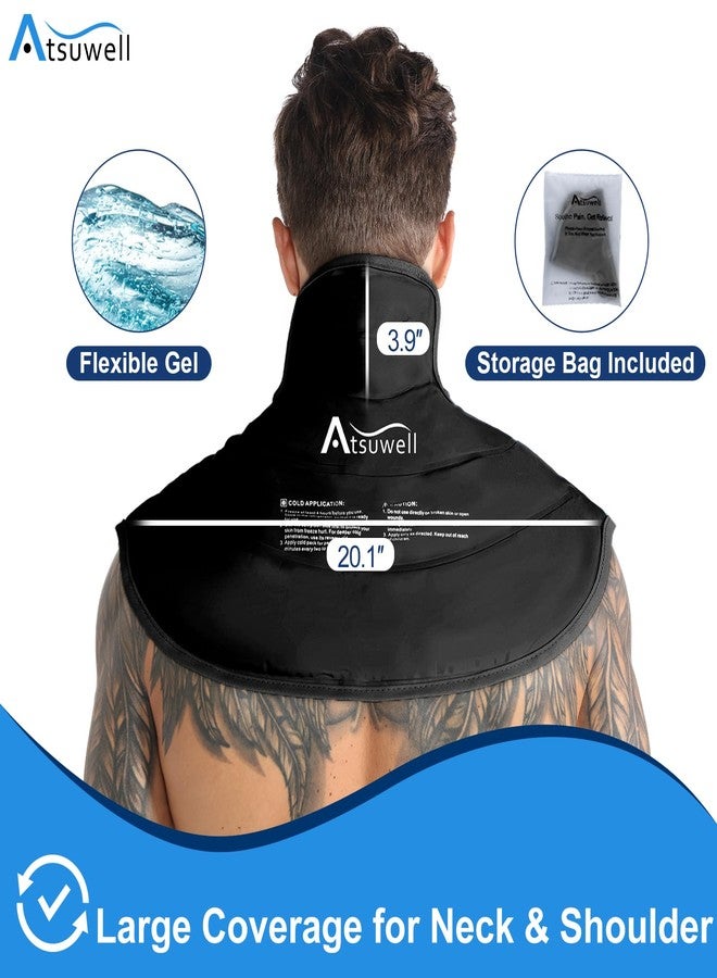 Atsuwell Neck Ice Pack Wrap, Reusable Gel Ice Pack Neck Shoulder, Cold Wrap for Upper Back Cold Compression, Flexible Necks Shoulder Gel Pad for Men Women, Black - Image 4