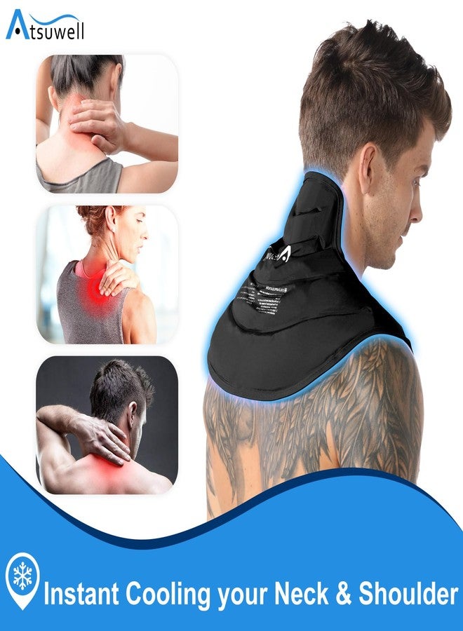 Atsuwell Neck Ice Pack Wrap, Reusable Gel Ice Pack Neck Shoulder, Cold Wrap for Upper Back Cold Compression, Flexible Necks Shoulder Gel Pad for Men Women, Black - Image 2