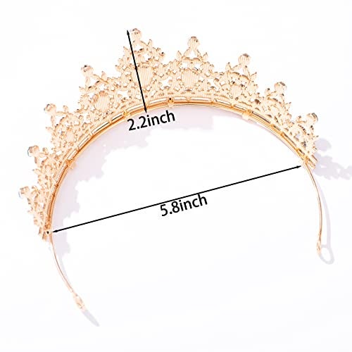 FORSEVEN Crystal Tiaras and Crowns for Women and Girls - Wedding and Birthday Party Princess Hair Accessories - Bride Rhinestone Headbands (Gold+Green) - Image 5