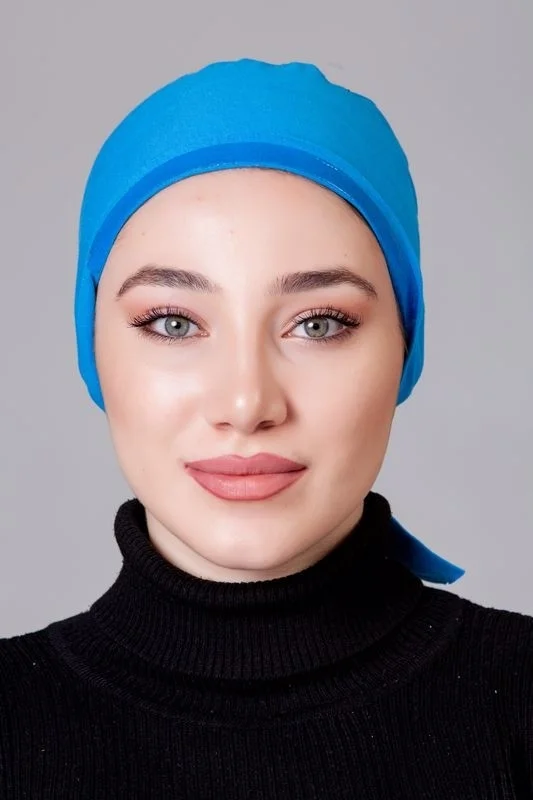 ناناك Blue Combed Cotton Non-Slip Bonnet