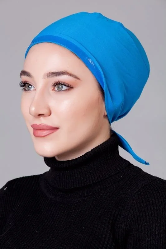 ناناك Blue Combed Cotton Non-Slip Bonnet