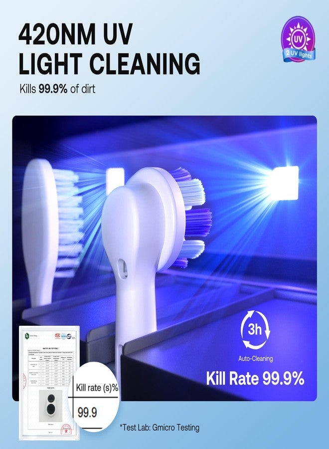 Bitvae Upgraded Tooth Brush Holder for Bathroom 2.0, Infrared Sensing Toothbrush Cleaner, Wall-Mounted for Most Size Toothbrushes, Air Drying, LED Smart Screen, White Gold Trim - Image 3