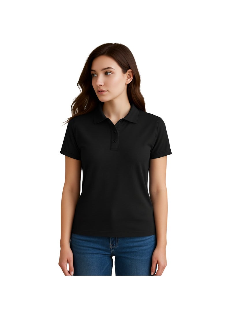 PRINTSHOP4ME Women's Regular-Fit Golf Polo T-shirt Pure Cotton Short Sleeve 220 GSM Basic Colors - Image 2