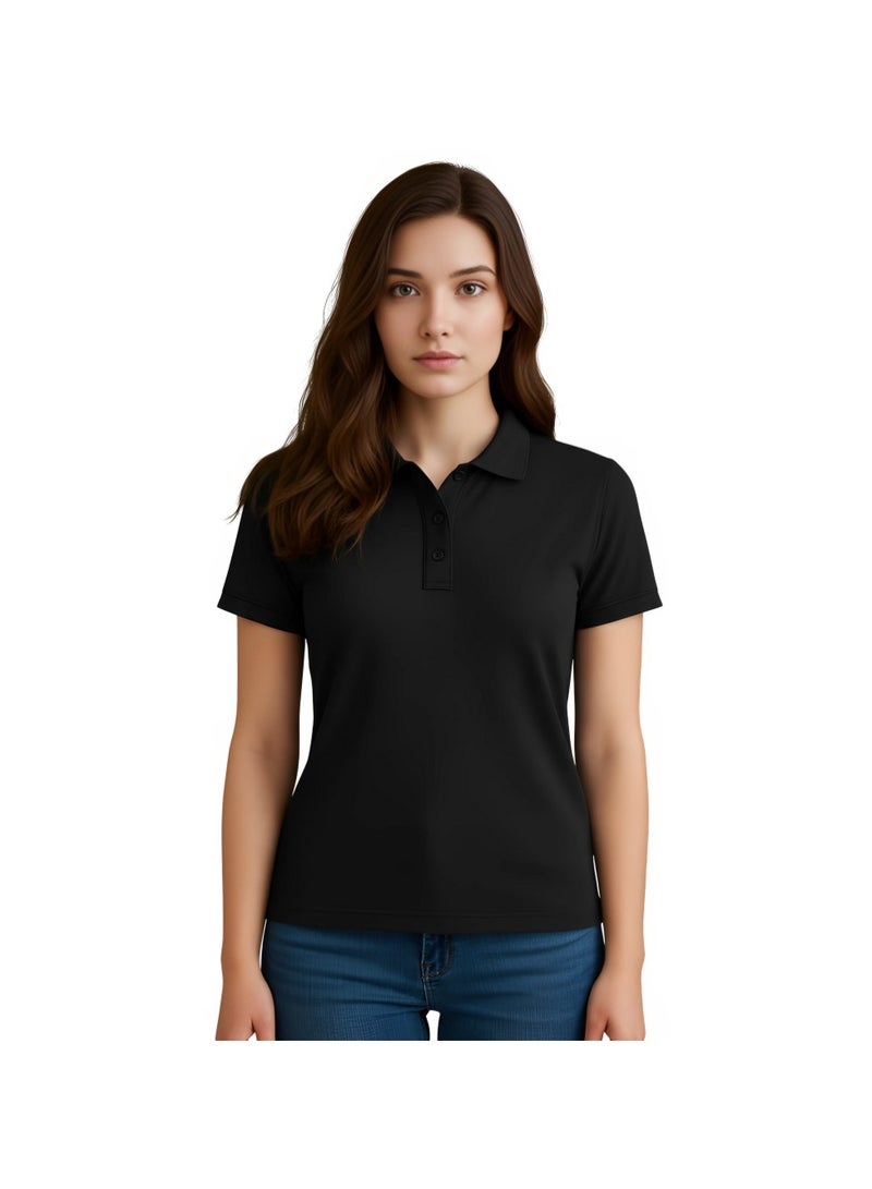 PRINTSHOP4ME Women's Regular-Fit Golf Polo T-shirt Pure Cotton Short Sleeve 220 GSM Basic Colors - Image 1