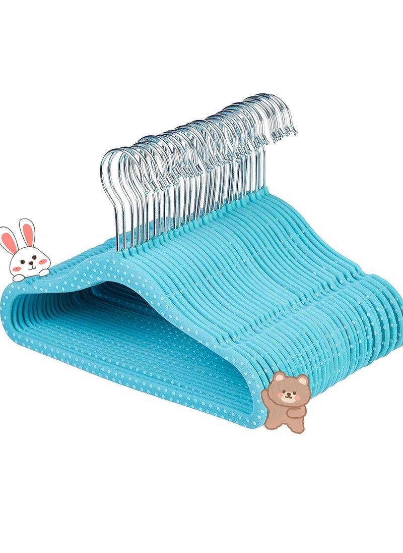Rightsure Baby Clothes Hangers, Kids Velvet Hangers, Baby Toddler Kids Hangers With Swivel 360 Hook, Notched Shoulder Design For Children Clothes, Sturdy&Durable Clothes Hangers (Blue, 50pcs)  - Image 1