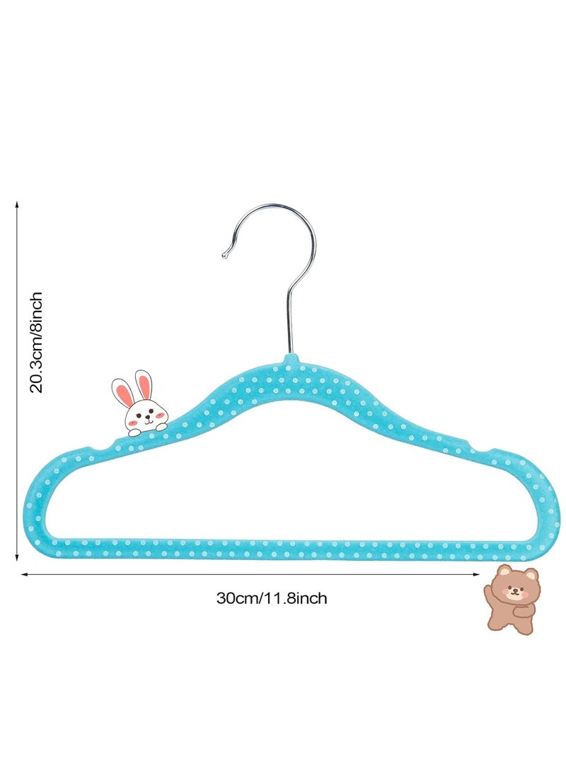 Rightsure Baby Clothes Hangers, Kids Velvet Hangers, Baby Toddler Kids Hangers With Swivel 360 Hook, Notched Shoulder Design For Children Clothes, Sturdy&Durable Clothes Hangers (Blue, 50pcs)  - Image 2
