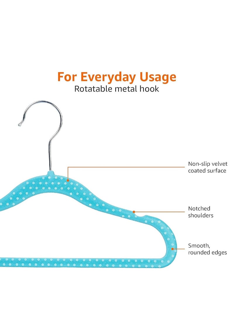 Rightsure Baby Clothes Hangers, Kids Velvet Hangers, Baby Toddler Kids Hangers With Swivel 360 Hook, Notched Shoulder Design For Children Clothes, Sturdy&Durable Clothes Hangers (Blue, 50pcs)  - Image 3