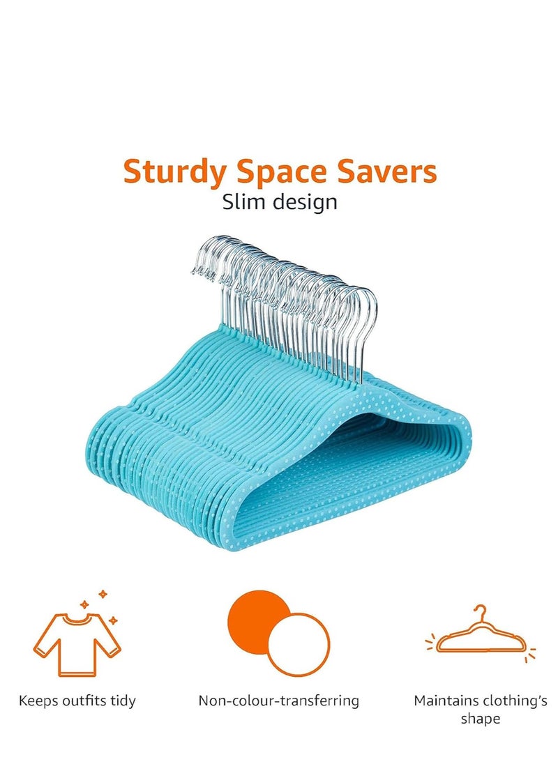 Rightsure Baby Clothes Hangers, Kids Velvet Hangers, Baby Toddler Kids Hangers With Swivel 360 Hook, Notched Shoulder Design For Children Clothes, Sturdy&Durable Clothes Hangers (Blue, 50pcs)  - Image 5