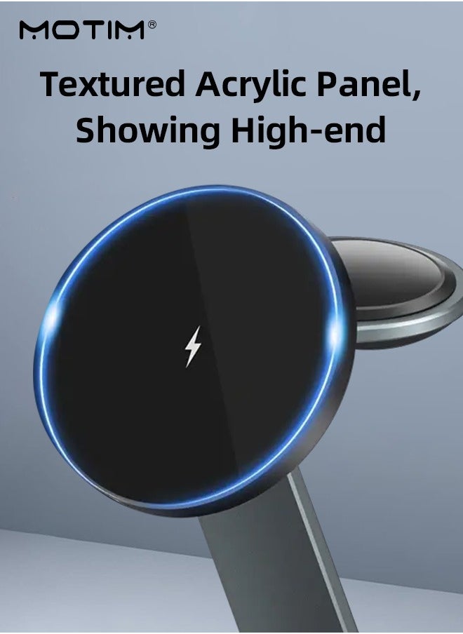 Motim - 3-in-1 Wireless Charger Stand with MagSafe, Removable Made for Apple Watch Certified Charger, MagSafe Fast Charging Station, Magnetic Charger Dock, iPhone 15/14/13/12 Series, Apple Watch, Apple AirPods Pro/3/2 - Image 1
