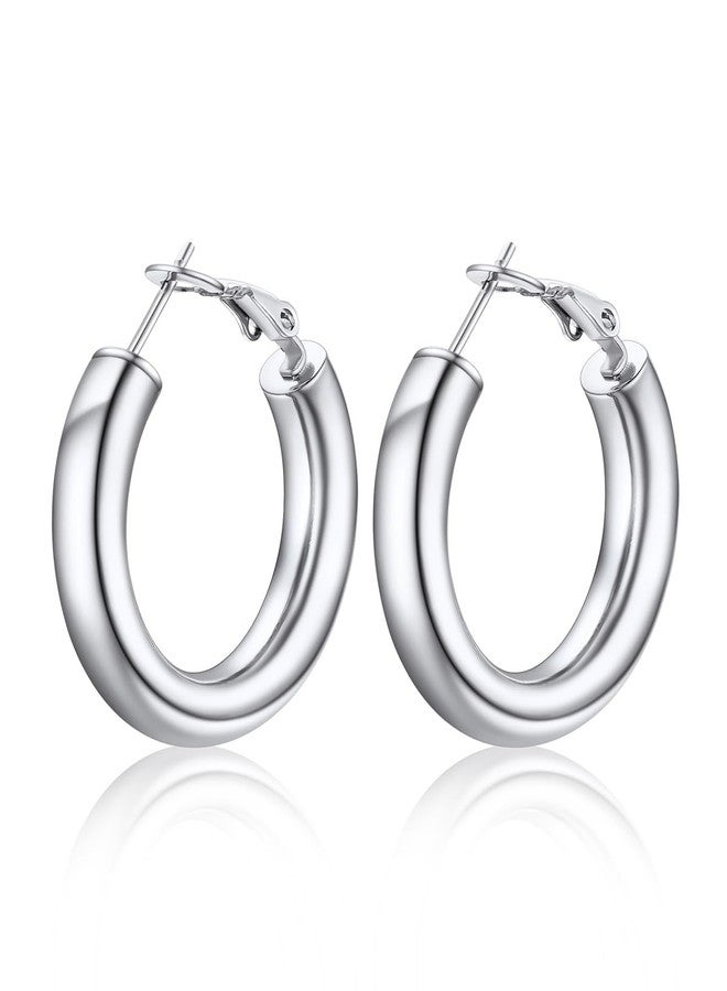 U7 30mm Hoop Earrings Sterling Silver Post Stainless Steel Thick Chunky Hoop Earrings for Women Party Hoops Earring - Image 1