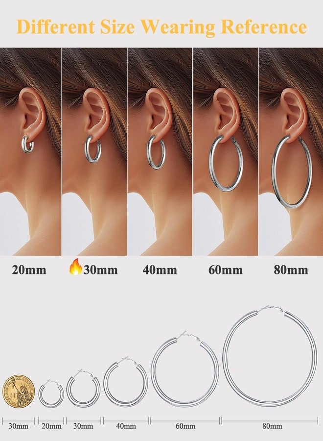 U7 30mm Hoop Earrings Sterling Silver Post Stainless Steel Thick Chunky Hoop Earrings for Women Party Hoops Earring - Image 4