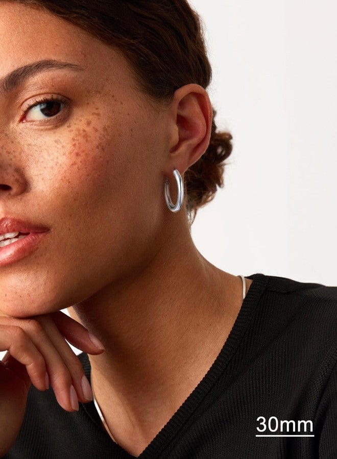 U7 30mm Hoop Earrings Sterling Silver Post Stainless Steel Thick Chunky Hoop Earrings for Women Party Hoops Earring - Image 5