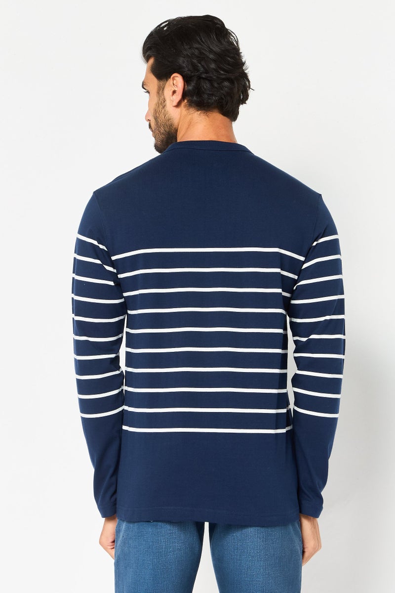Celio Men Crew Neck Long Sleeve Stripe T-Shirt, Multicolor - Image 3