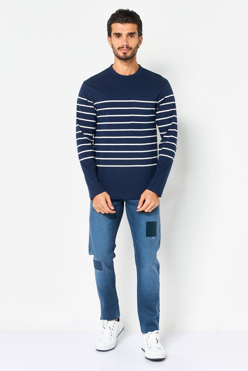 Celio Men Crew Neck Long Sleeve Stripe T-Shirt, Multicolor - Image 2