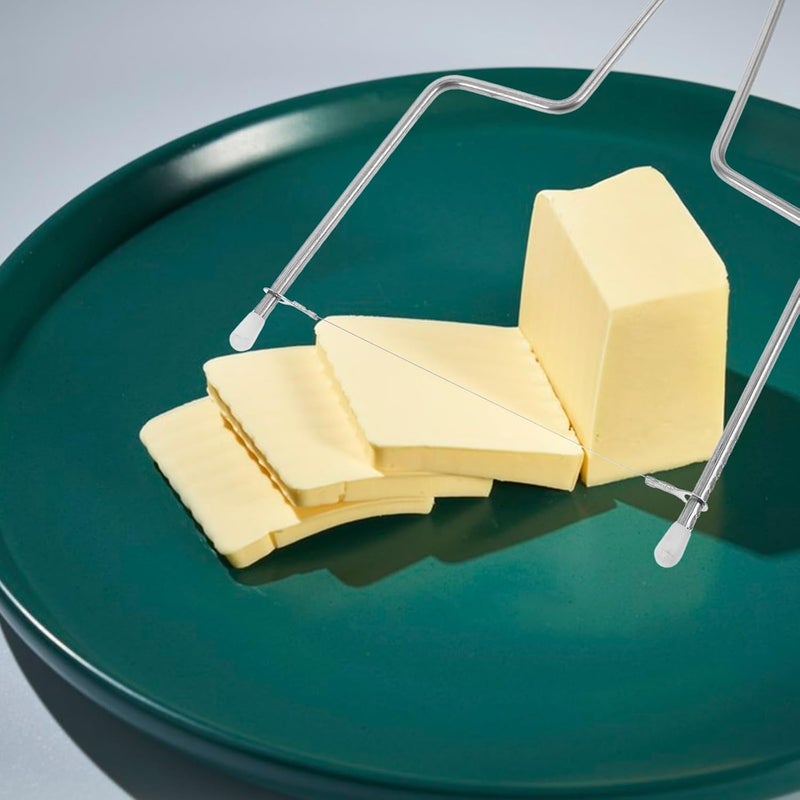 2pcs Stainless Steel Cheese Slicer with Wire, Butter Cutter Handheld Kitchen Tool for Block Cheese, Sausage, and Tofu Slicing - Image 4