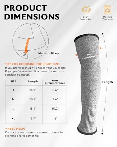 Evridwear Protective Arm Sleeves Cut Resistant Farmers Sleeves for Men Work, Gardening, Farming, Arm Protectors for Thin Skin and Bruising (Large, No Thumb Hole) - Image 5