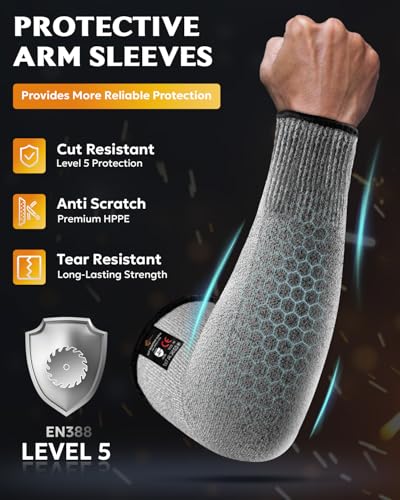 Evridwear Protective Arm Sleeves Cut Resistant Farmers Sleeves for Men Work, Gardening, Farming, Arm Protectors for Thin Skin and Bruising (Large, No Thumb Hole) - Image 2