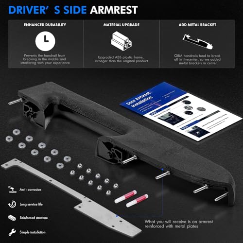 RHAOCZIYAUTO 22818465 Front Left Driver Side Armrest Repair Kit Fit for Chevy Silverado 1500 2500HD 3500HD 2010-2014 For GMC Sierra 1500 2500 HD 3500 HD 2010-2014 Door Panel with Release Handle Below Armrest Black - Image 4