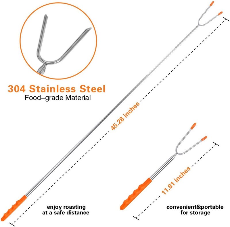 Briout Marshmallow Roasting Sticks 10 Pack Extra Long 45’’ Stainless Telescoping Hot Dog Smores Skewers Kids Safe Barbecue Forks for Campfire, Bonfire and Grill - Image 3