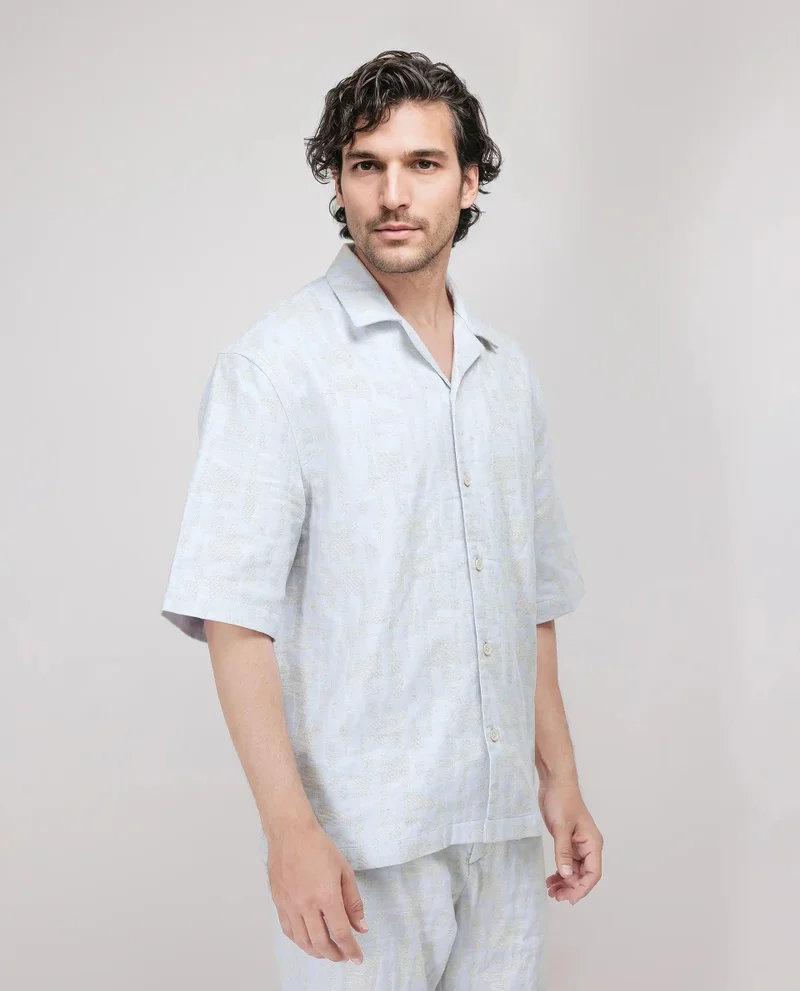 Rare Rabbit Men's Abstract Jacquard Shirt