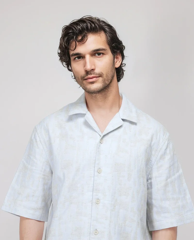 Rare Rabbit Men's Abstract Jacquard Shirt
