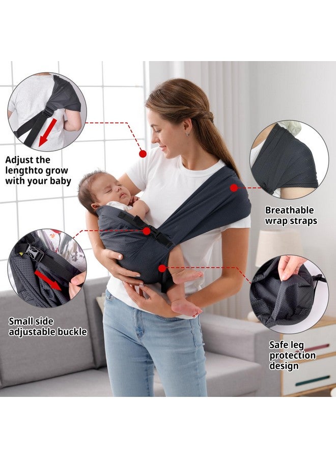 vrbabies Baby Sling Carrier Newborn, Adjustable Easy Wearing Baby Nursing Warp Sling, New Mom Dad Soft Cotton Baby Front Holder Carrier for Infant Toddler Life Travel Essential Gifts (Dark Grey) - Image 5