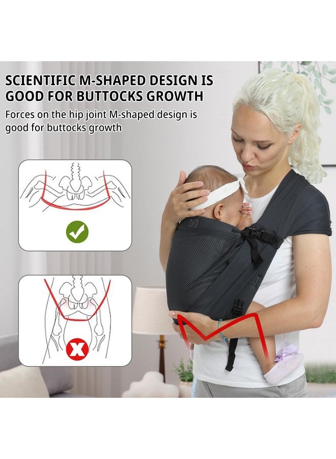 vrbabies Baby Sling Carrier Newborn, Adjustable Easy Wearing Baby Nursing Warp Sling, New Mom Dad Soft Cotton Baby Front Holder Carrier for Infant Toddler Life Travel Essential Gifts (Dark Grey) - Image 4