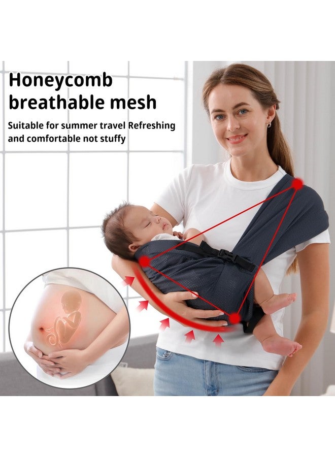 vrbabies Baby Sling Carrier Newborn, Adjustable Easy Wearing Baby Nursing Warp Sling, New Mom Dad Soft Cotton Baby Front Holder Carrier for Infant Toddler Life Travel Essential Gifts (Dark Grey) - Image 3