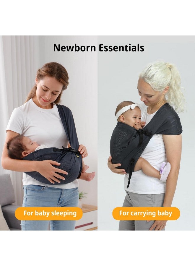 vrbabies Baby Sling Carrier Newborn, Adjustable Easy Wearing Baby Nursing Warp Sling, New Mom Dad Soft Cotton Baby Front Holder Carrier for Infant Toddler Life Travel Essential Gifts (Dark Grey) - Image 2