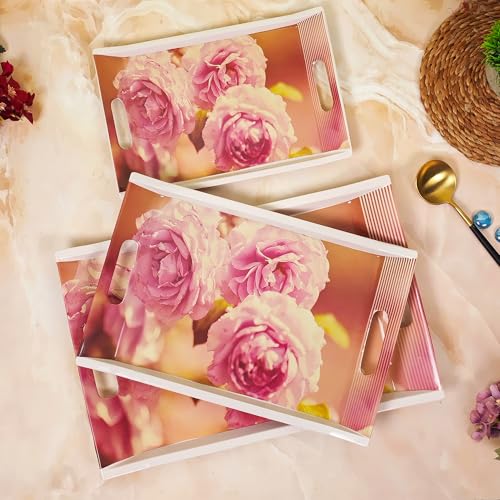 UPC U.P.C Tray Set for Serving/Serving Tray Set of 3/ Premium Printed Tray for Serving/Multi-Use Nashta Plate (Small, Medium & Large) - Image 2