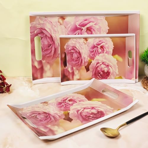 UPC U.P.C Tray Set for Serving/Serving Tray Set of 3/ Premium Printed Tray for Serving/Multi-Use Nashta Plate (Small, Medium & Large) - Image 1