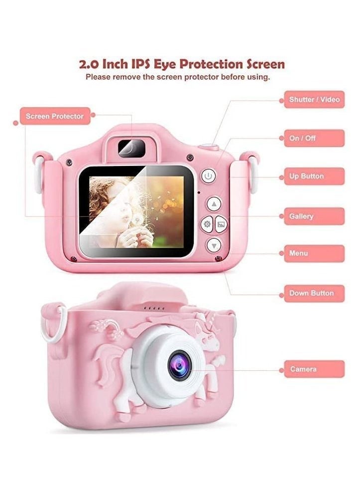 Kids Camera for Girls and Boys, Kids Digital Dual Camera 20MP Video Camcorder Anti-Drop Children Cartoon Selfie Camera, Camera for Kids with Games, Birthday Gift,32 gb mamory card supported - Image 5
