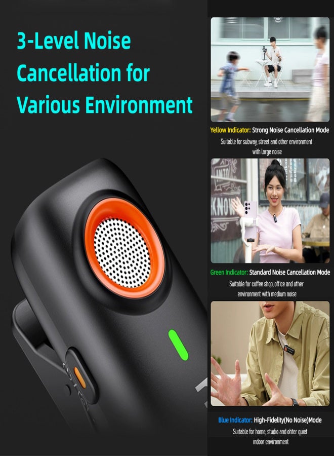 هوهم ميكروفون لاسلكي هوهيم MIC-01 بتردد 2.4 جيجاهرتز، يعمل بمغناطيس أو مشبك، مناسب للهواتف الذكية، مزود بثلاثة مستويات لإلغاء الضوضاء، وفتحة مدمجة لبطاقة ذاكرة TF، وجهاز تحكم عن بعد، وحقيبة حمل، وميكروفون خارجي لـ - Image 3