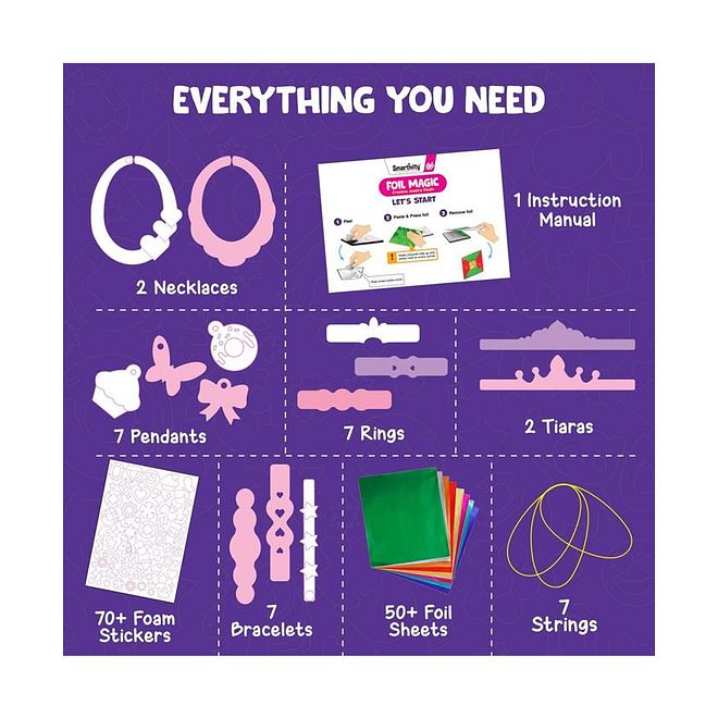 Smartivity Foil Magic,â€¯Creative Jewelry Studio, Interactiveâ€¯Foil Art Activities, Fineâ€¯Motor Skill Development, Mess Free Play, 4â€¯Years+, Multicolor -â€¯153 â€¯Pieces - Image 5