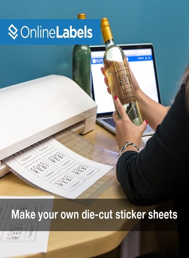Online Labels ورق لاصق لامع شفاف مقاس 8.5 × 11 بوصة (للطابعات النافثة للحبر فقط) - 25 ورقة - ملصقات كاملة - ملصقات عبر الإنترنت - Image 3