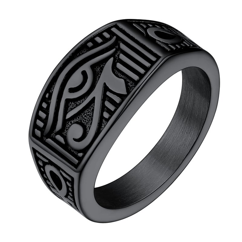 PROSTEEL Black Eye of Horus Rings for Men Protection Ankh Ring Egyptian Jewelry Talisman Size 8 - Image 1