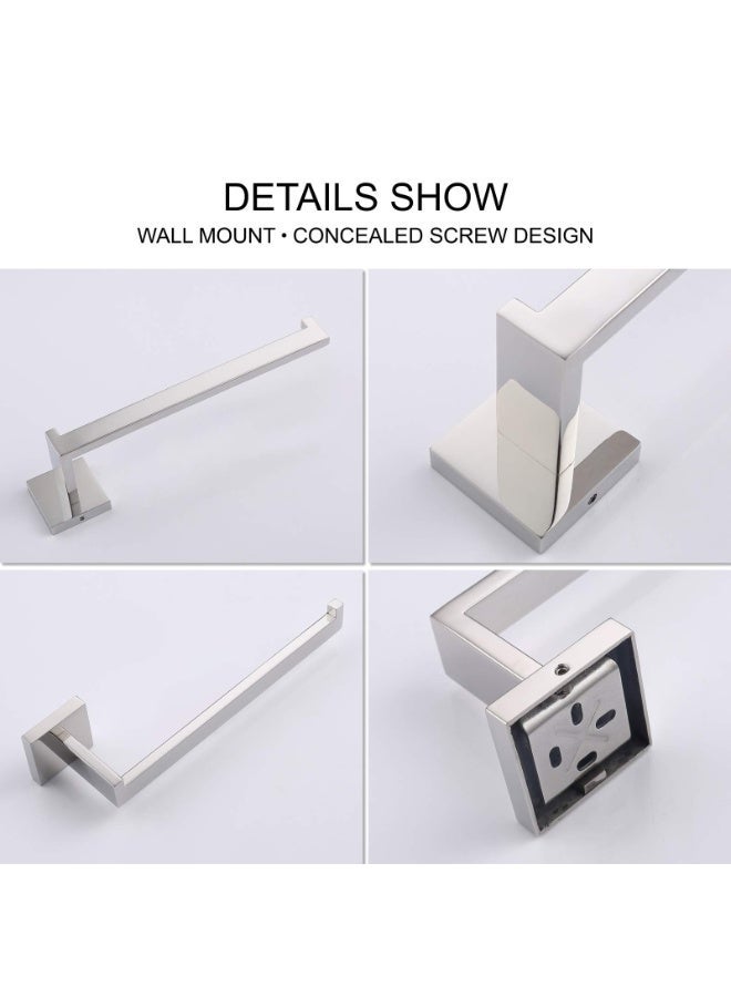 Premium Stainless Steel Hand Towel Holder, Square Hand Towel Ring Heavy Duty Wall Mounted Modern Hand Towel Bar for Bathroom Kitchen, Polished Chrome - Image 4