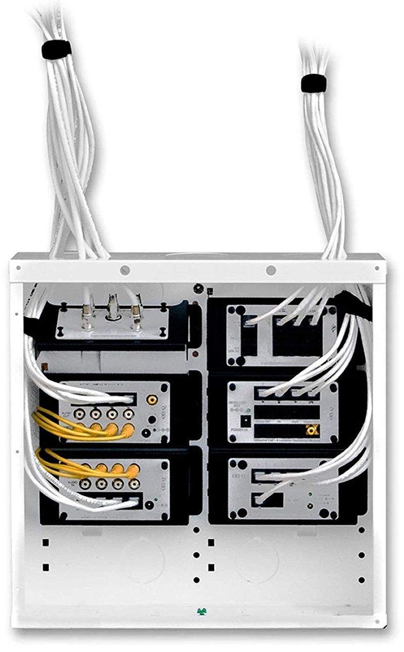 On-Q Legrand - OnQ 14 Inch Media Enclosure, 20 Gauge Cable Management Box, Cable Wall Cover with 2.5 Inch Opening for Wires, Recessed Media Box, Glossy White, EN1400 - Image 3
