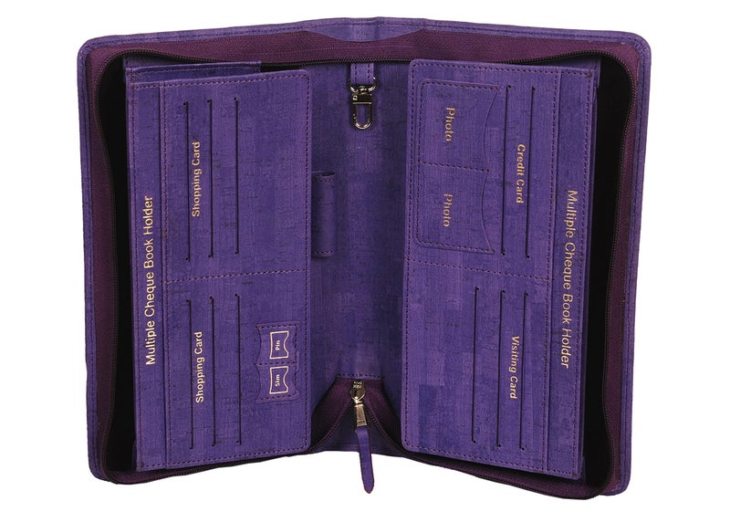 Sukeshcraft Multiple Cheque Book Holder | Original PU Holds Upto 8 Cheque Books, Locker Key Hook (PU -Purple) - Image 3