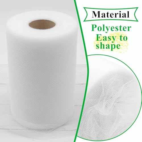 Filloxy Tulle 5 Meter Fabric Roll, 152 cm Width, Wedding Party Decoration, DIY Craft Supply (White) - Image 2