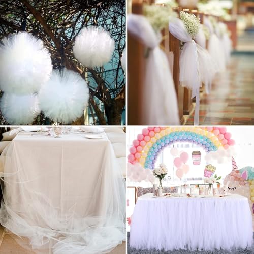 Filloxy Tulle 5 Meter Fabric Roll, 152 cm Width, Wedding Party Decoration, DIY Craft Supply (White) - Image 4