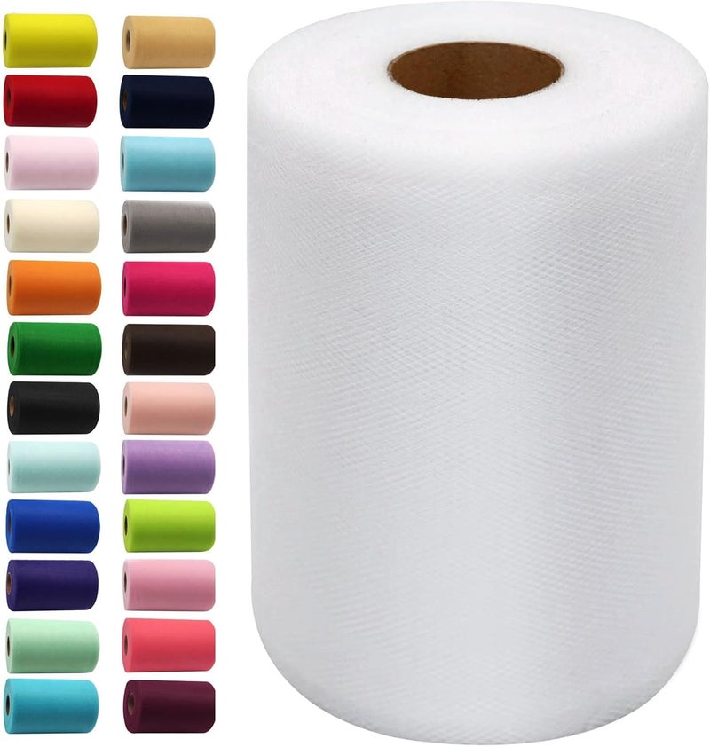 Filloxy Tulle 5 Meter Fabric Roll, 152 cm Width, Wedding Party Decoration, DIY Craft Supply (White) - Image 1