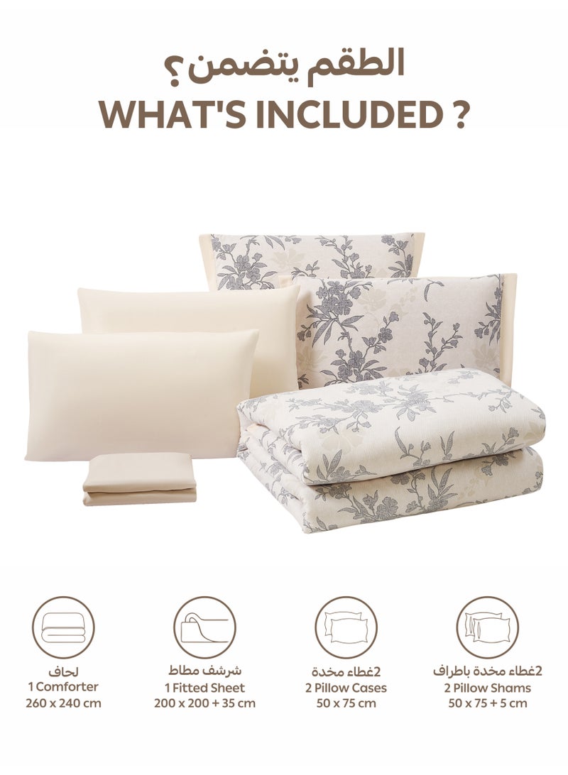 Doona Bedding Comforter Set, Fits 200×200 cm King Size Bed – 6 Pcs Reversible Printed Design – 350 GSM All-Season Comforter – Premium Brushed Microfiber - Image 4