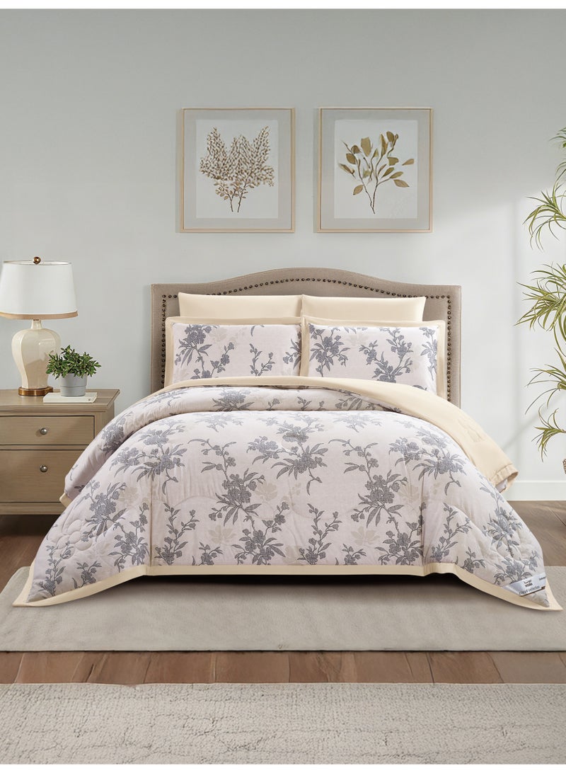 Doona Bedding Comforter Set, Fits 200×200 cm King Size Bed – 6 Pcs Reversible Printed Design – 350 GSM All-Season Comforter – Premium Brushed Microfiber - Image 1