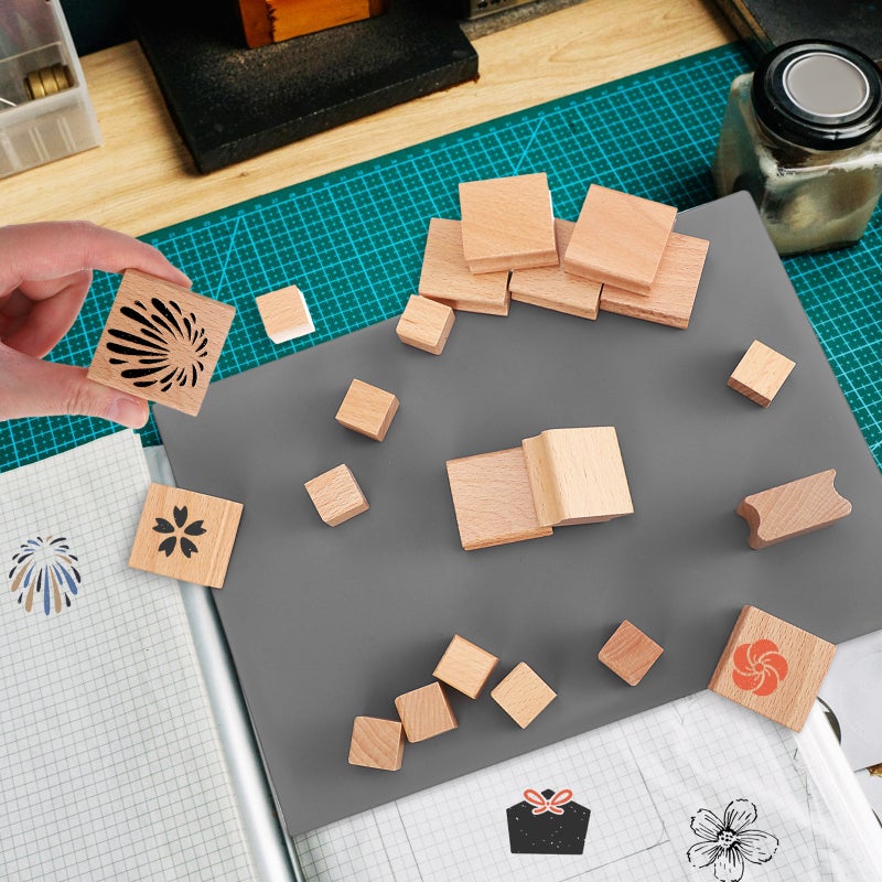 20pcs Blank Wood Stamps: Unfinished Cubes Unpainted Plain Craft Handcraft Accessories DIY Stamps Carving Blocks For Kids Projects - Image 2