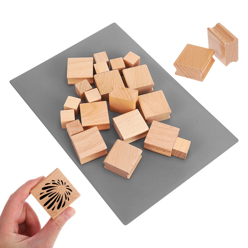 20pcs Blank Wood Stamps: Unfinished Cubes Unpainted Plain Craft Handcraft Accessories DIY Stamps Carving Blocks For Kids Projects - Image 1
